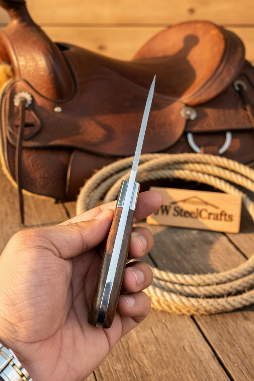 Darkwood Wide Skinner 7" Handmade Damascus Dark Wood Handle