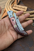 Twilight Burl Folder Knife 7" Handmade Burl Wood Damascus Blade