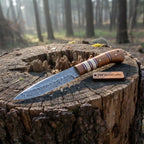 10 Inch Damascus Steel Hunting Knife with Stacked Wood Handle | JW SteelCrafts