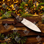 Handcrafted J2 Stainless Steel Boot Knife | Pakka Wood Handle | Leather Sheath | 13.5" Hunting Blade