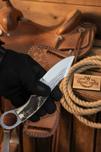 Sundance Tracker Knife 9" Handmade Carbon Steel with Finger Ring Detail