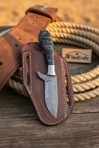 Onyx Range Skinner Knife 8" Handmade Damascus Black Micarta handle