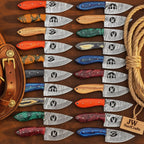 Frontier Emblem Skinner Collection set of 20 Handmade wood handle
