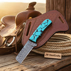 Mosaic Range Bull Cutter Knife 7" Handmade Turquoise Inlay Resin Handle