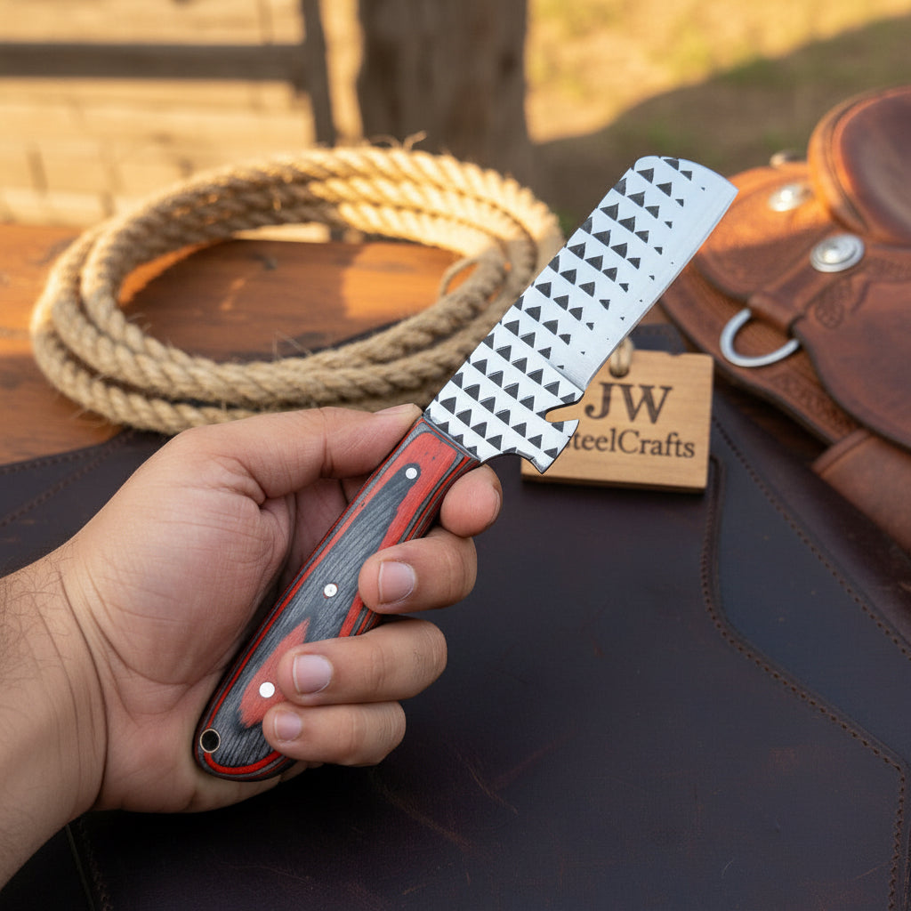 Skyvein Bull Cutter Knife 7" Handmade Carbon Steel Resin Handle - JW Steelcrafts
