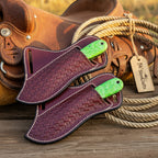 Emerald Trail Skinner Duo Knife 8" Handmade Damascus Set of 2