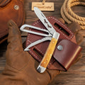 Amber Bronco Trail Trapper Folder Knife 7" Handmade High Carbon with Amber wood handle