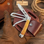 Amber Bronco Trail Trapper Folder Knife 7" Handmade High Carbon with Amber wood handle