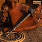 Damascus Steel forged Gavel with One Piece Handle and Copper Ring Accent