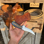 Antler Ridge Skinner Knife 8" Handmade Damascus Stag Horn Handle