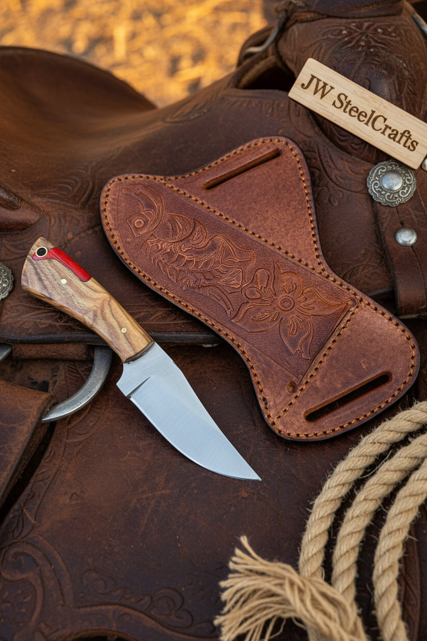 Rancher's Dualwood Cowboy Knife 7" Handmade Pakka and Olive Wood Handle