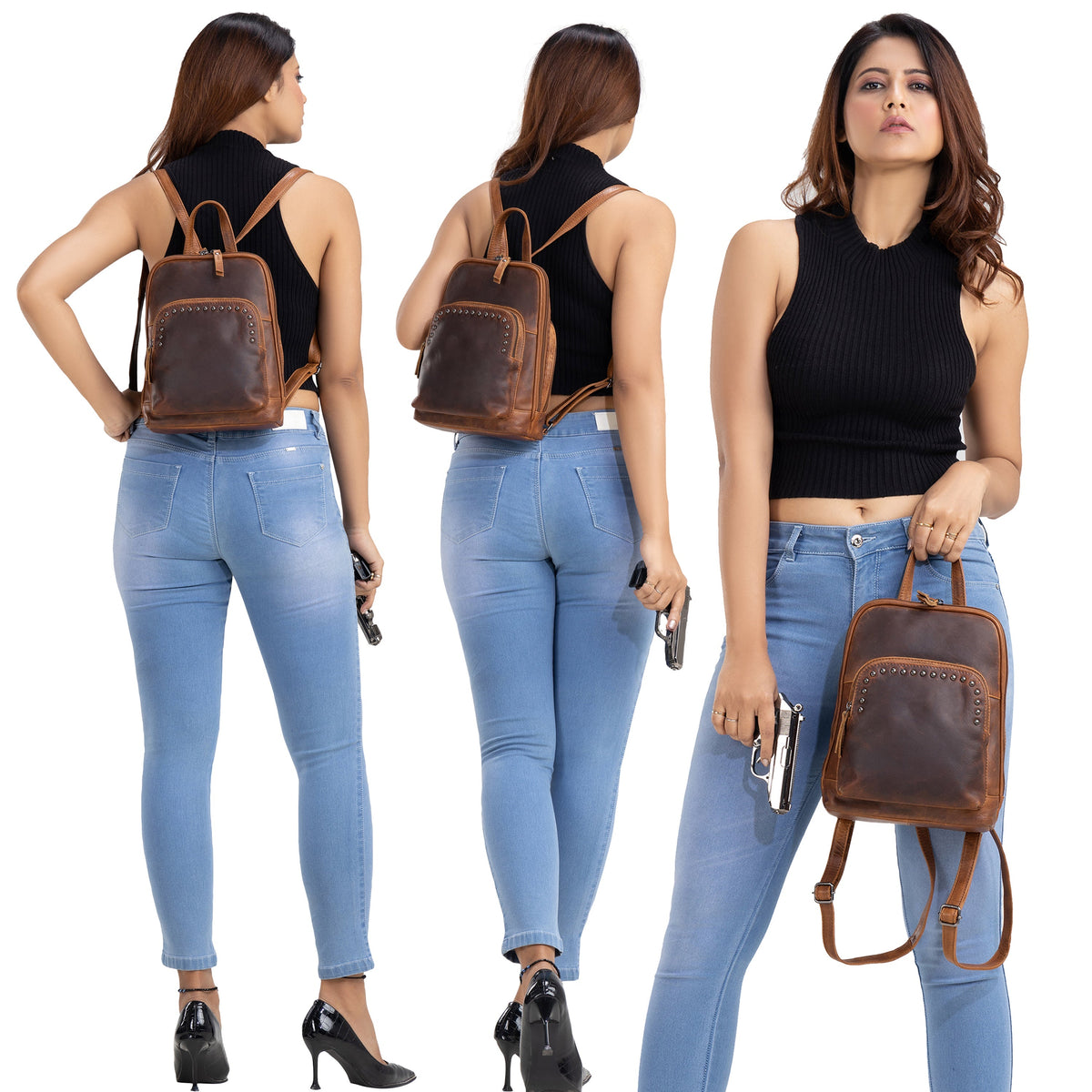 Concealed Carry Abby Leather Backpack by Lady Conceal