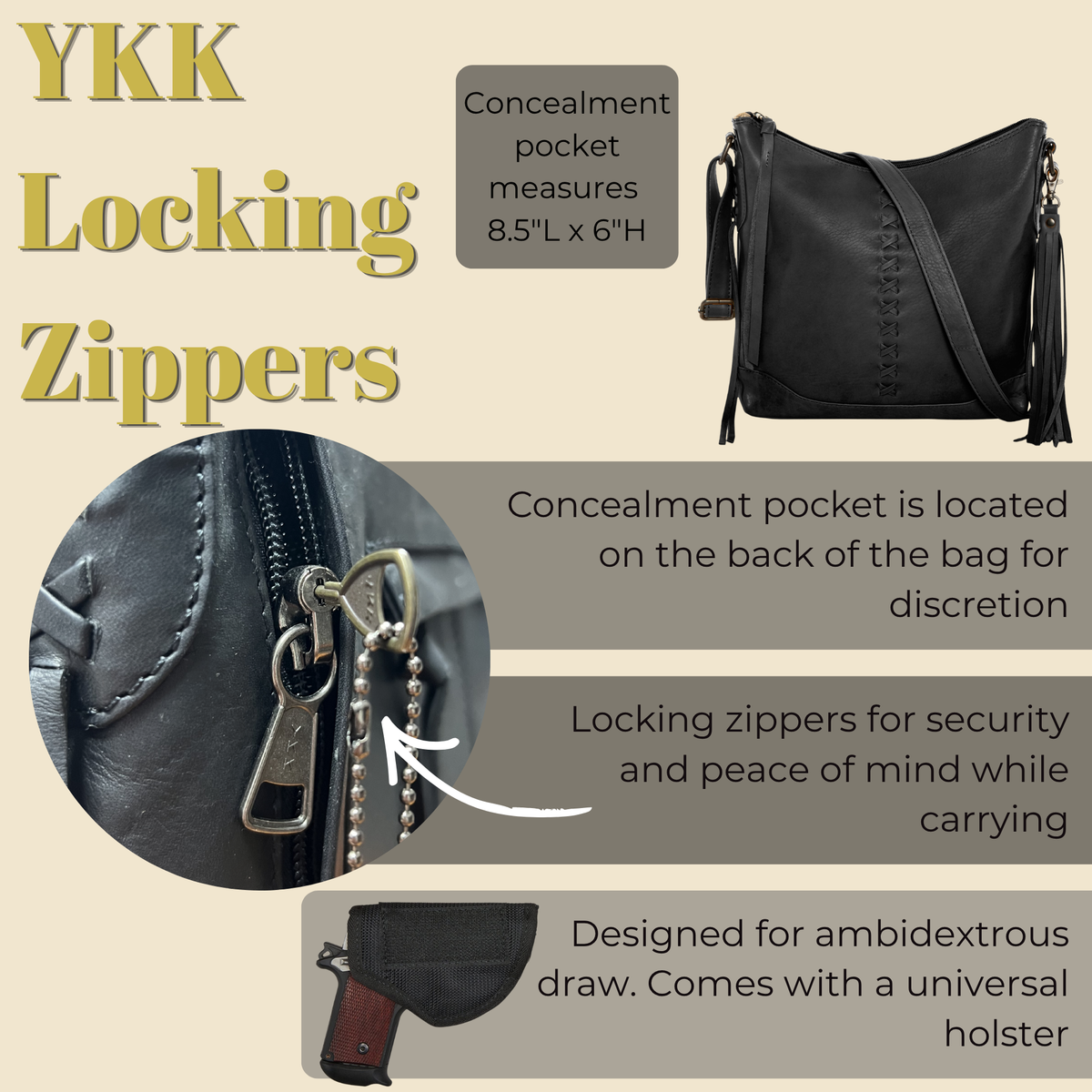 Concealed Carry Purse Blake Leather Crossbody by Lady Conceal