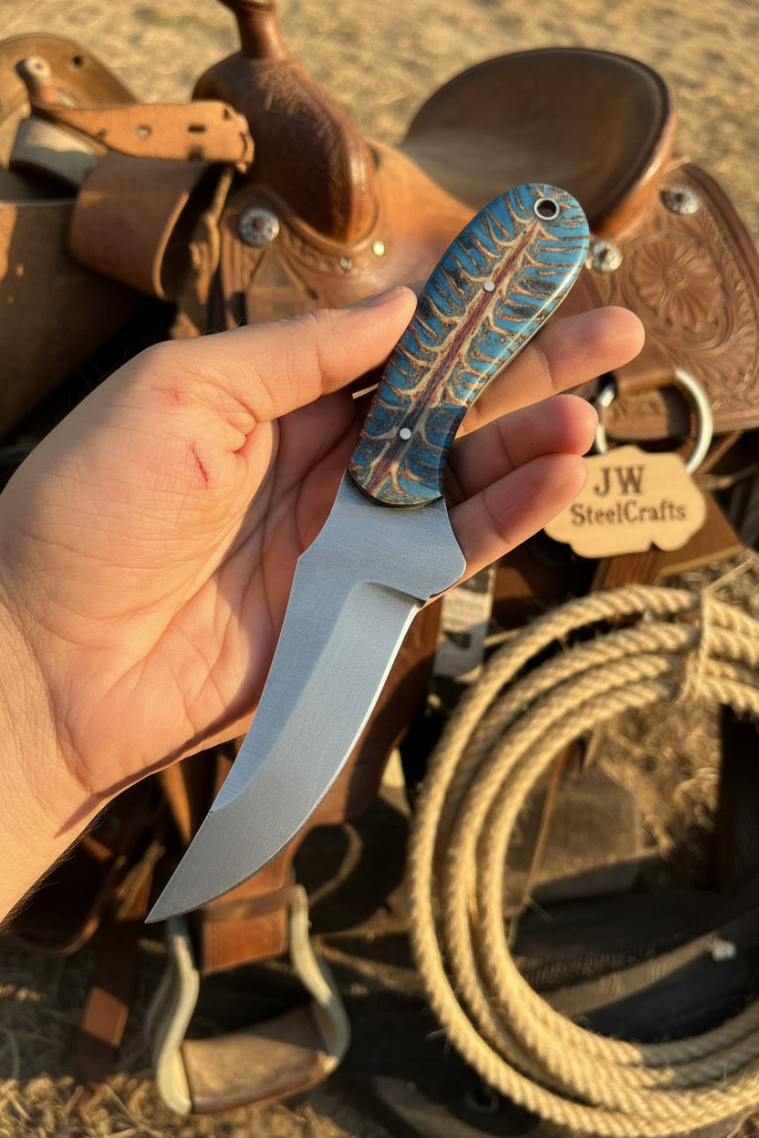 Antler Ridge Skinner Knife 8" Handmade Damascus Stag Horn Handle
