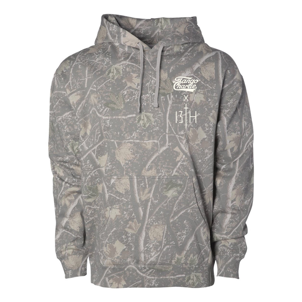 Lift Heavy. Pray Hard. - Premium Deadwood Camo Hoodie