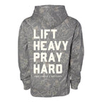 Lift Heavy. Pray Hard. - Premium Deadwood Camo Hoodie
