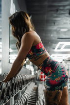 Women's High-Waisted Seamless Front Compression Training Shorts | Tropical Assassin