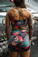 Women's High-Waisted Seamless Front Compression Training Shorts | Tropical Assassin