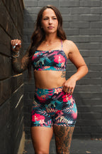 Women's High-Waisted Seamless Front Compression Training Shorts | Tropical Assassin