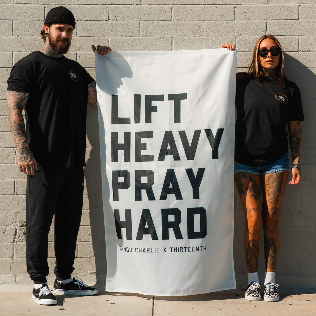 Lift heavy. Pray hard. - Flag