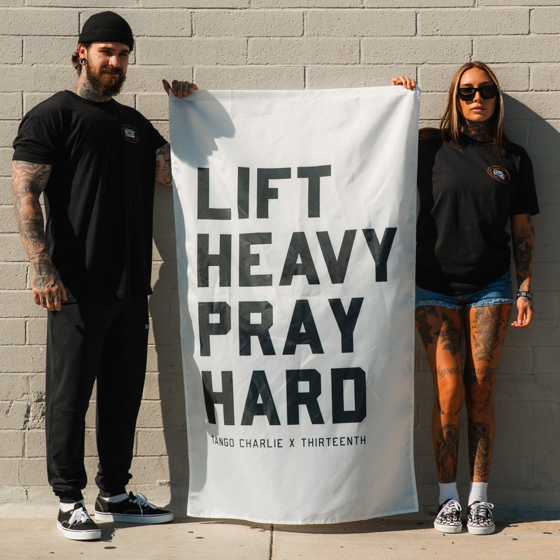 Lift heavy. Pray hard. - Flag
