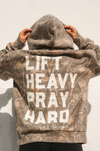 Lift Heavy. Pray Hard. - Premium Deadwood Camo Hoodie