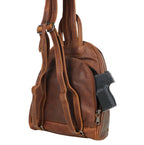 Concealed Carry RFID Daisy Leather Backpack by Lady Conceal