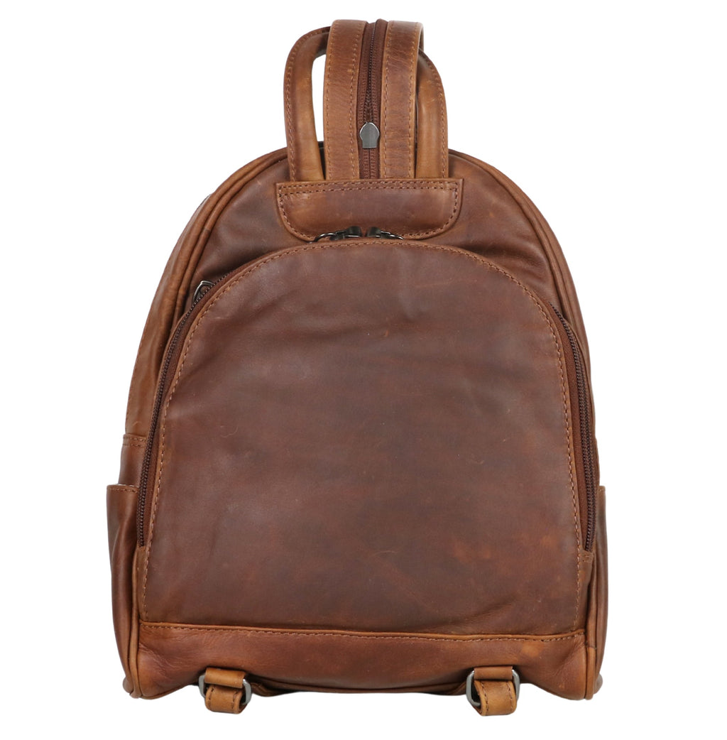 Concealed Carry RFID Daisy Leather Backpack by Lady Conceal