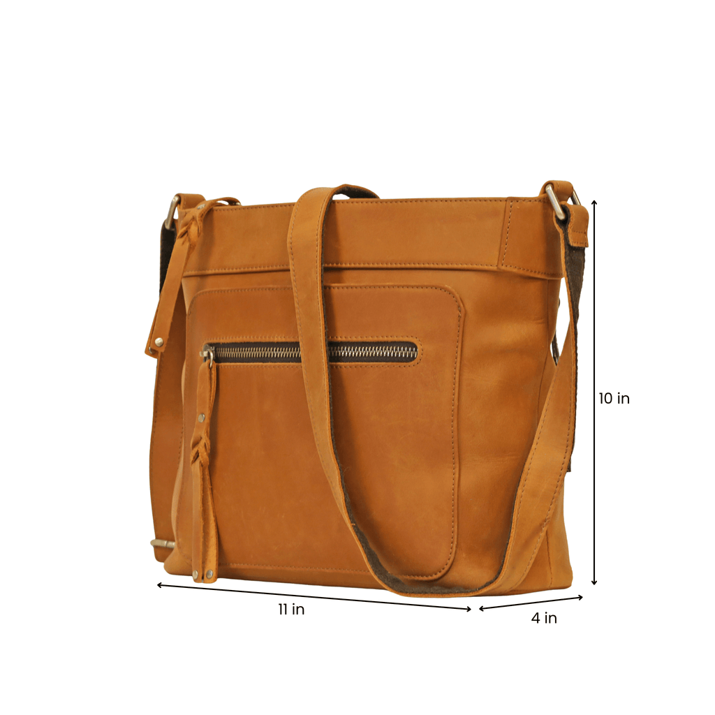 Concealed Carry Delaney Leather Crossbody by Lady Conceal - Distressed Light Brown