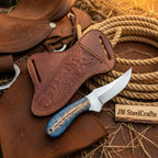Antler Ridge Skinner Knife 8" Handmade Damascus Stag Horn Handle