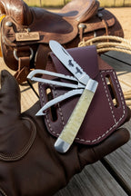 Redwood Textured Trapper Cowboy Knife 7" High Carbon with Rosewood Handle