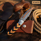 Timberline Trapper Skinner Knife Handmade Damascus Liner Lock wood handle