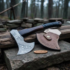 Hand Forged Damascus Steel Hatchet Hawks Tomahawk Axe Rose Wood