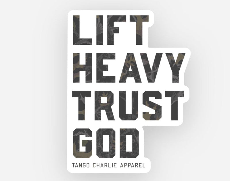 Lift Heavy, Trust God - Sticker (camo)