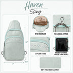Concealed Carry Haven Sling Leather Backpack by Lady Conceal