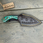 Handmade Skinner Knife with Green Pinecone Resin Handle