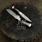 3-Piece High Carbon Steel Kitchen Knife Set Cleaver, Chef & Paring Knife with Dark Rosewood Handles & Leather Sheaths