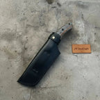 Damascus Hunting Knife with Grey Pinecone Handle Full Tang