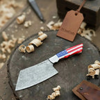 Ko Bunka Damascus Knife Reverse Tanto USA Flag Handle