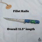 11.5 Inch Damascus Steel Fillet Knife with Two-Tone Colored Wood Handle | JW SteelCrafts