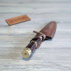 8” Acid-Etched Gyuto Chef Knife with Rosewood Handle & Brass Bolster (Full Tang)
