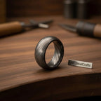 Domed Twist Damascus Wedding Band with Diagonal Spiral Pattern