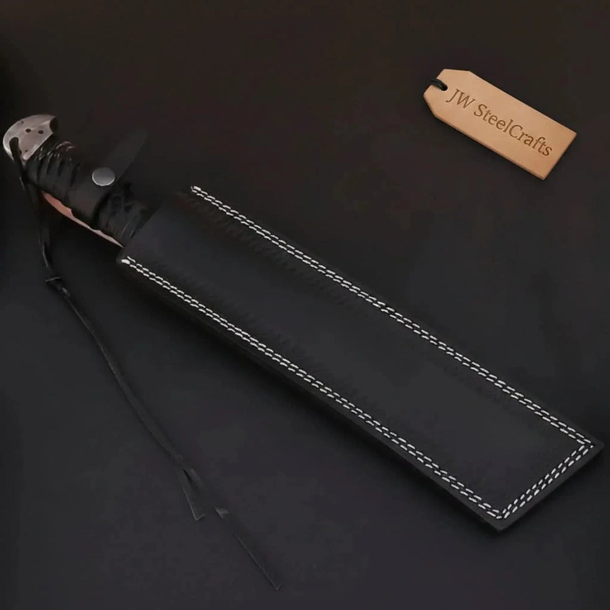 9 Inch Damascus Steel Tanto Knife with Cord Wrapped Handle – 16 Inch Overall