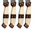 5-Piece Handmade Damascus Steak Knife Set, Bone & Rosewood Handle, Premium Dining Knives