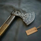 Wolf's Fang Viking Axe & Knife Set with Carved Hardwood Handle