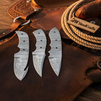 Handmade Damascus Steel Blank Blade Skinner Knife - Lot of 3/ For Knife Making