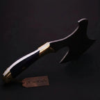 Hand Forged Damascus Pizza Slicer Axe with Raindrop Forged Blade