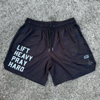 Men's Mesh Lifestyle Shorts | 5.5"- Lift Heavy Pray Hard Black