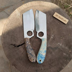 Mini Cleaver Knife Western Style Utility Cleaver Thumb Hole Resin Handle Fixed Blade