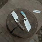 Mini Cleaver Knife Western Style Utility Cleaver Thumb Hole Resin Handle Fixed Blade